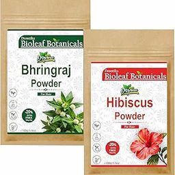 Drontika Bioleaf Botanicals Bhringraj Powder | Eclipta alba With Hibiscus Powder | Hibiscus rosa-sinensis - For Hair and Skin Care (100g +100 g=200g)-34