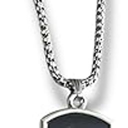 Rectangle Shaped Black Glass Cut Plate Necklace Pendant Chain | Stainless Steel Black Silver Locket Pendant Necklace Chain For Men Boys Anniversary Gift For Husband Gift Chains-image-28