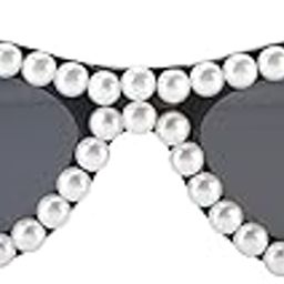 Stylish Pearl Sunglasses For Women Cat Eye Rhinestone Eyeglasses Party Travel Eyewear-image-14