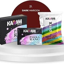 Kadam Pakka Rang Fabric Dye for Clothes Permanent, Cloth Dye Powder, Fabric Dye Clothes, Dye for Faded Jeans, 10 sachets of Shade 21 Dark Maroon Colour with 5 sachets of DyFix Colour Fixer-image-34