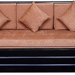 Design HUB1 Metal Single Sofa Cum Bed with Hydraulic Storage Single Size Bed Texture Finish - (Light Brown - Black)-54