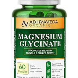 Adhyaveda Organic Magnesium Glycinate – 550 mg per Capsule (121 mg Elemental Mg) – Supports Muscle Relaxation, Nerve Health & Better Sleep – 60 Veg Capsules – FSSAI Approved-image-86