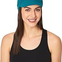 Women's Bamboo Viscose Free Size New Boy Visor Cap with Gathered Band Chemo Hair Loss (HS108_Teal)-image-73