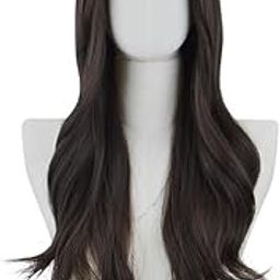 Narma Hair wig For women Bob Curly Wig Synthetic Long Natural Black with Bangs Natural Looking Full Head Resistant Hair for Women Girls For Use party wedding Hairstyle (Natural Black and Brown)-image-17
