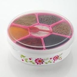 Homewiz 7-Section Masala Rangoli Box | Plastic Spice Dabba Set for Kitchen | Multipurpose Storage, 3-Inch-image-88