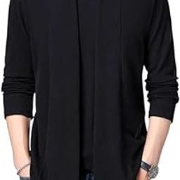 Men's Casual Slim Fit Cardigan Pullover, 2-in-1 Shirt, Long Sleeve, Spring/Autumn-image-36