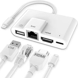 4 in 1 Lighting to HDMI Hub RJ45 Ethernet LAN HDMI to Lighting Adapter with Charging OTG USB Camera Reader Wired Internet Charging Converter i-OS13,Lighting+LAN+HDMI+Charging Port TD-651LA-001-image-51