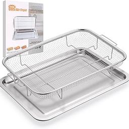 Air Fryer Basket for Oven 18.7"x12.8", Extra Large Air Fryer Basket and Tray Stainless Steel Oven Air Fryer Pan Rack for Cooking Baking and Broiling-image-92