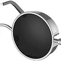Retro Round Design Sunglasses for Men and Women | Retro Vinate Design UV Protected Sunglasses Elegant And Fashionable Design for Women & Men | Silver-image-94