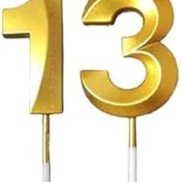 Party Port Shiny Gold Number 13 Candle for Birthday or Anniversary Celebration (Pack of 2, 2.36inch)-image-22