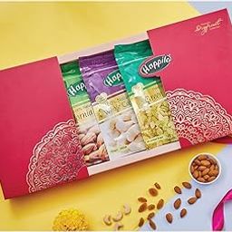 Happilo Dry Fruit Celebrations Gift Box Marigold - California Almonds, Premium Cashews & Raisins, Mixed Nut, 650 g, 3 Count-image-56