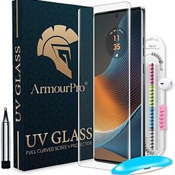 ArmourPro UV Tempered Glass for Motorola Edge 50 Fusion 5G and Motorola G85 5G with Cable Protector and Installation Kit | Edge to Edge Full Screen Coverage | Crystal Clear, Pack of 1-15