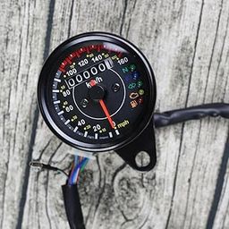 Lyla Motorcycle Cafe Racer Speedometer Odometer Gauge LED Indicator Chrome-19