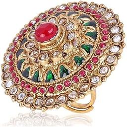 Gold Plated Ring for Women (Multicolor, 6683r)-7