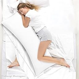 Ultra Soft Microfiber Body Pillow, Long Large Pillows for Use During Pregnancy, Side Sleeper - Cotton White Stripes Cover Insert (54 x 18 Inches, Pack of 1)-15