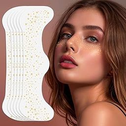 Raenso 6 Pcs Temporary Gold Glitter Star Makeup Patches | Freckles Face Stickers | Waterproof Cosmetic for Festivals, Parties-17