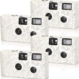 Zhengmy 4 Pack Disposable Camera for Wedding,34mm Single Use Camera with Flash One Time for Gathering Wedding Anniversary Travel Party Supply(Fresh Style, Black White Film)-26