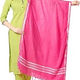 Women's Rani Pink Plain Linen Dupatta-image-77