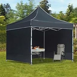 10 X 10 Feet Portable & Foldable Outdoor Gazebo Tent with 3 Side Cover, Pop-up Canopy Tent for Garden, Picnic, Medical Camp and Promotional Activity (24 Kgs, Black)-image-74