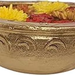Velto Golden Color Clay Urli Decorative Bowl | Terracotta Urli for Home Decor | Traditional Mud Uruli Bowl for Flower and Candle Decoration | Rustic Ethnic Design for Living Room, Pooja or Festive Use-image-73