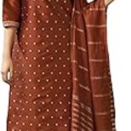 Women's Taffeta Jacquard and Embroidery Work Straight Kurta Pant with Dupatta Set-picture-37