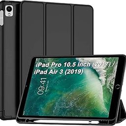 CEDO Smart Case iPad Pro 10.5 inch (2017)/ iPad Air 3 (2019) Tri-Fold Flip Cover with 2 Viewing Angles Stand | Pencil Holder | Heat Dissipation Auto Wake-Up/Sleep Mode TPU Backcover (Black)-image-8