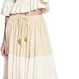 Women 100% Viscose Bright Boho Maxi Top-Tiered Skirt-1