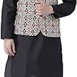 3 Pc Kurta Pajama Set for Men (3PC_60ABlack-KPW)-image-12