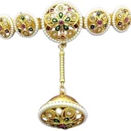 Gold Plated Kundan Maang Tikka, Floral Shaped Mathapati Hairband, Traditional Rajasthani Borla-image-39