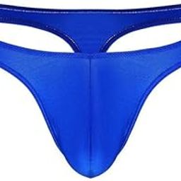 Men's Polyester Spandex of Stretch Low Rise Micro G-String Underwear Thong(Blue) XXL-picture-8