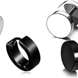 Valentine jewellery Stainless Steel Mens Earrings Combo Black Gold Silver Piercing Screw Bali Stud Hoops Earing Multicolor Earrings Combo for men boys Unisex-image-49