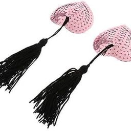 UJEAVETTE Toy 2xNipple Cover Sticker Sexy Toys Women Sequin Tassel Breast Bra Pasty Pink Games-7
