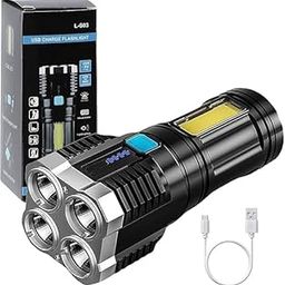 Shreekrishna Jewel 4 in 1 Led Torch Lights Rechargeable Emergency Torch Light 3W USB Charge Flashlight - High Power Long Distance Beam Range 4 Mode Torch for Outdoor, Indoor,Hiking,Walking,Camping-image-48