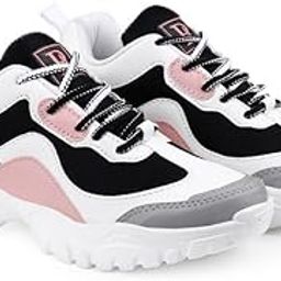 Trendy Girls' Pink & GreyChunky Sneakers – Stylish & Comfortable Casual Shoes(L-2101-PinkWhite-Parent)-image-34
