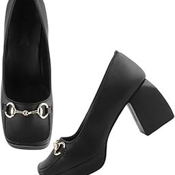 Women's Stylish Block Heel Bellies Comfortable Square Toe Chunky Heeled Loafer Pumps Shoes For Office, Party and Formal Occasions-16