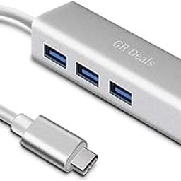 GR Deals USB-C to Ethernet Adapter RJ45 Compatible with MakBook Air/Pro, Mak, H/P, Sam-Sung, and More - USB Type-C 100 Mbps 3 USB Multiports Hub 3.0 Ultra Slim.(Silver)-image-83