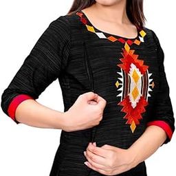 Women's Cotton A-Line Straight Maternity Feeding Kurtis with Zippers (Black, 3XL)-image-42