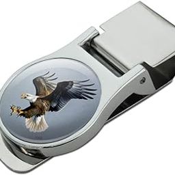 Screaming Bald Eagle Diving Catching Prey Satin Chrome Plated Metal Money Clip-image-14