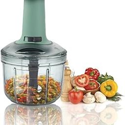KRGO Food Chopper Hand-Press,4 Blade Steel Large Manual 900ml .VegetableCutter to Cut Onion, Salad, Tomato, Potato Quick meal prep for busy kitchens-14