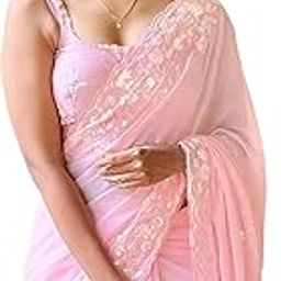 Women's Peach Georgette Sequins Embellished Saree with Unstitched Blouse Piece (KESARI4001_KR11_Parent)-image-40