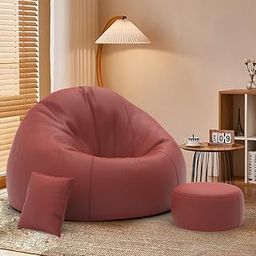 Pi Bean Bags with Beans Filled XXXXL Bean Bag Pi Originals - Sofa Bean Bag with Cushion and Footrest - Official : BeanElysium Range - Comfort Level : Basic - (Matching Cushion Round : Tan)-picture-13