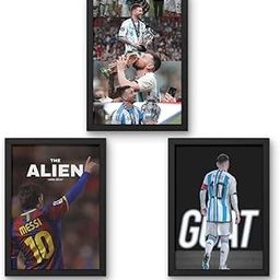 Rockery Frames Lionel Messi Combo Framedster Set | Iconic Soccer Moments | Wall Art for Football PoFans | Ready to Hang |Gift for Messi Lovers – Set of 3-image-79