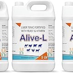 Alive-L Liver Tonic Fortified with Yeast & Vitamins for Livestock, Poultry, Horses, Camels, Calves, Pigs, Foals, Sheep & Goats | Premium Pet Health Supplements (5 Liter - Pack of 3)-image-39