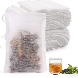 200 Pieces Tea Bags Filter, 7 x 9 cm Tea Filter Bags with Drawstring, Disposable Tea Bags for Loose Tea Coffee Herbs Spices-image-98