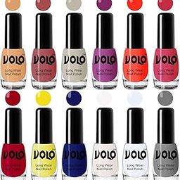 Volo Best Affordable Gloss Nail Polish Combo 12 Pcs Full Year Collection(Nude, Tan, Nude, Plum, Coral, Pink, Red, Yellow, Blue, White, Top Coat, Grey) 60 ML-image-64