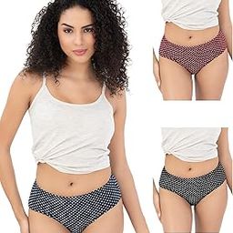 Riza Gracie PR-21 Women's High Coverage Cotton Lycra Fabric,Hipster High Waist,Concealed Waistband Panties (Pack of 3 - Colours and Prints May Vary)-image-30