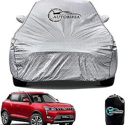 AUTOBIRSA Waterproof Car Body Cover for Mahindra Xuv300 with Mirror and Antenna Pocket and Soft Cotton Lining (4 Side Elastic Triple Stitched & Metallic Silver with Black Piping Style)-picture-20