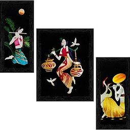 Indianara 3 Pc Set Of Still Art Paintings Without Glass (6 X 13, 10.2 X 13, 6 X 13 INCH, Black)-5