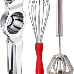DreamBasket Stainless Steel Lemon Squeezer/Hand Juicer & Egg Whisk/Beater & Mathani/Hand Blender for Kitchen Tool Set-picture-23