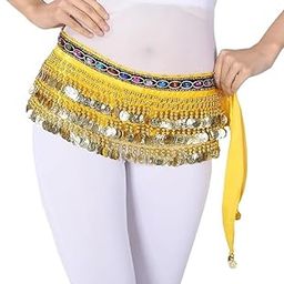 DEVARSHEE Belly Dance Hip Scarf, Gold Coins Waist Belt for Women and Girls (in, Waist, Regular, Yellow Premium, Belly Dance)-image-33